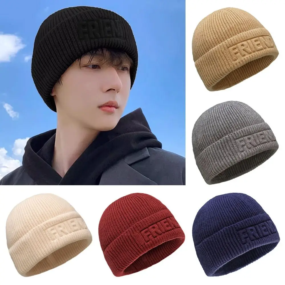 หมวกบีนนี่หมวกไหมพรมสำหรับผู้ชายหมวกถักกันลมหมวกไหมพรมแนวสปอร์ตแบบนุ่มสำหรับกลางแจ้ง