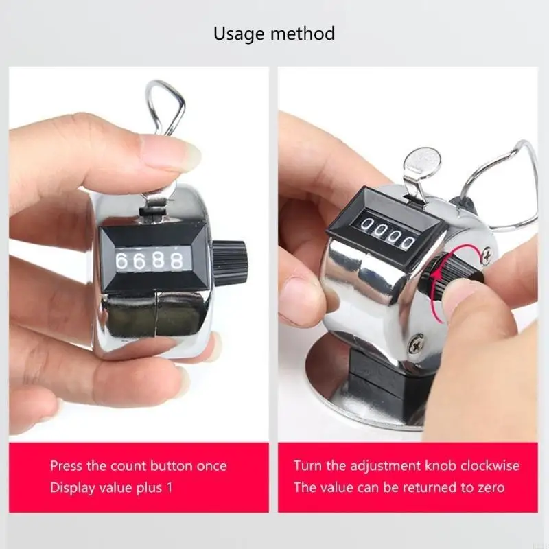 Clickers Counter, Metal Hand Tally Counter Clickers with 4 Digit Display Pitches Counter for Strokes Baseball Coaching 