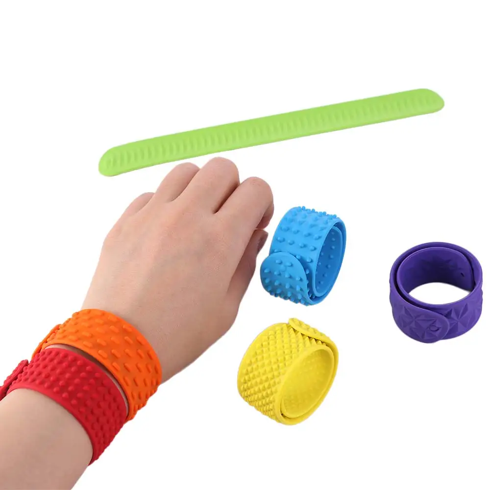 6pcs Hands Clap Circle Silicone Slap Bracelets Surface Wearable Design Sensory Textured Wristbands Portable Patted Bracelets