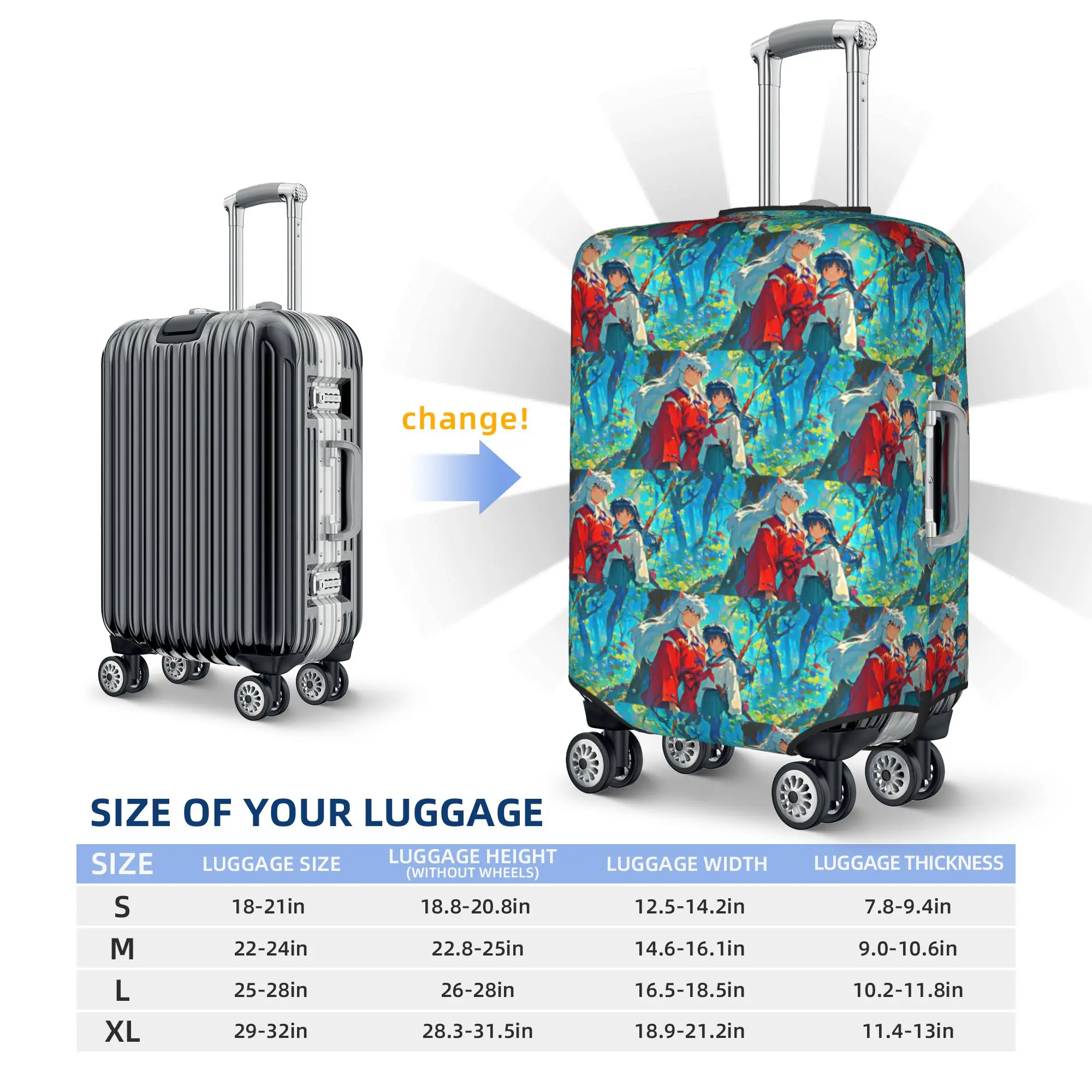Custom I-Inuyashaes Anime Luggage Cover Protector Funny  Travel Suitcase Covers for 18-32 Inch view 4
