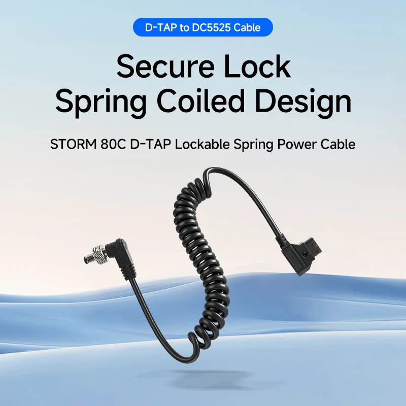 Lockable D-TAP Spring Cable - 99.99% Stability, Tensile Resistant, for Video Lights & V-port Batteries