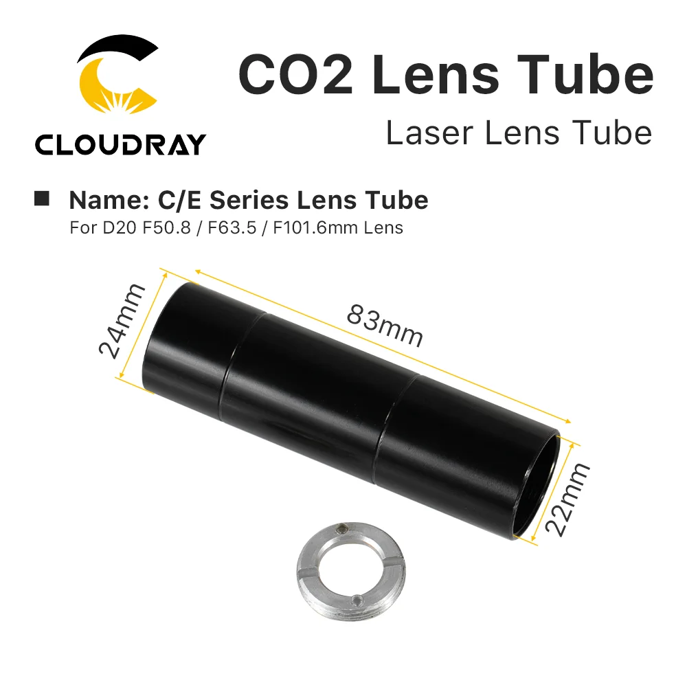 Cloudray CO2 레이저 커팅 각인 기계, 레이저 헤드 액세서리, CO2 렌즈 튜브, O.D.24mm, 25mm, D20 F50.8, 63.5, 101.6mm