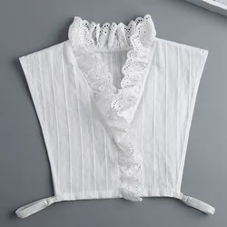 Blusa blanca de algodón para mujer, Cuello de camisa desmontable Vintage, solapa falsa, Top decorativo, novedad