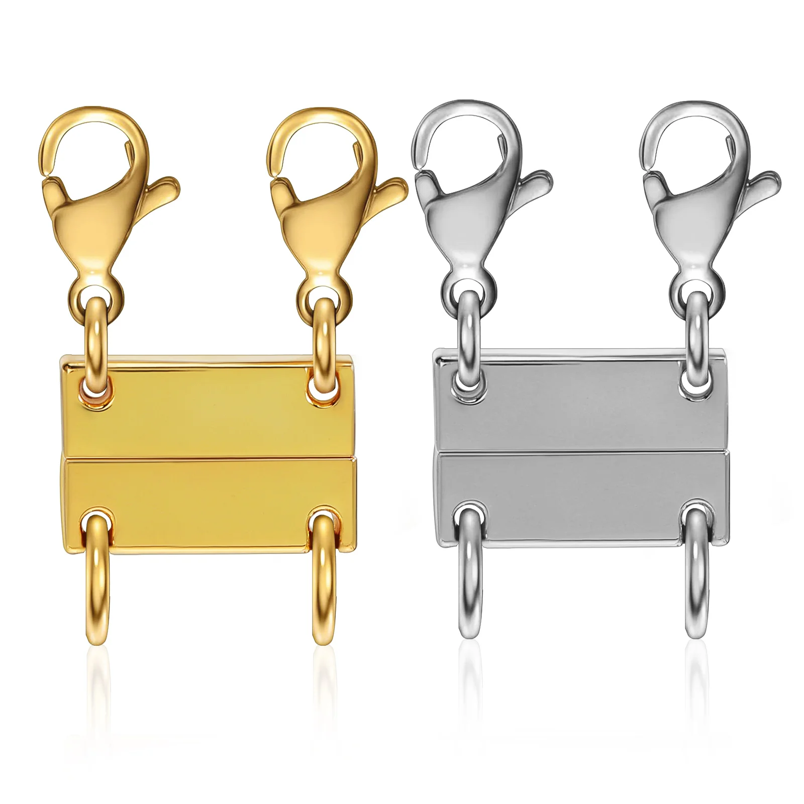 

2 Pcs Zinc Alloy Necklace Buckle Jewelry Clasp Layer Gold Plated Layered Easy Miss Double Layering Clasps for Necklaces