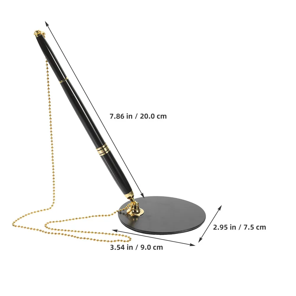 2Pcs Secure Counter Desk Pen Stand Type Ballpoint Signing Pen Stylish Modern Design for Front Desk Guest Book Office Reception