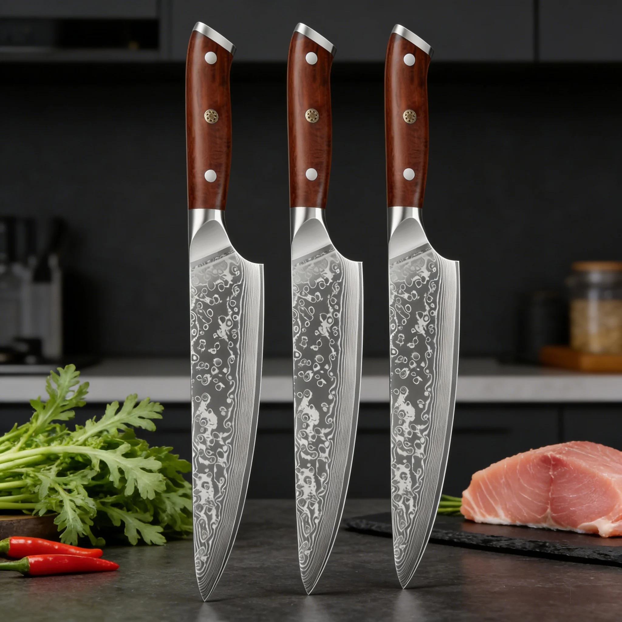 1/2/3PCS,Kitchen Knives 67-layers Damascus Steel Chef Cooking Knife Meat Slicing Knife Sharp Blades Boning Knife Kitchen Stuff