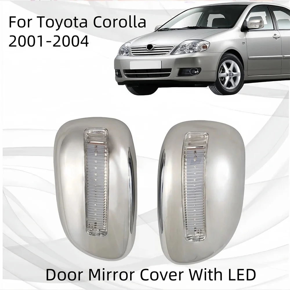 اكسسوارات السيارات الديكور أغطية مرايا الباب الجانبي مع أدوات LED لتويوتا كورولا 2001 2002 2003 2004 ملصقات السيارات