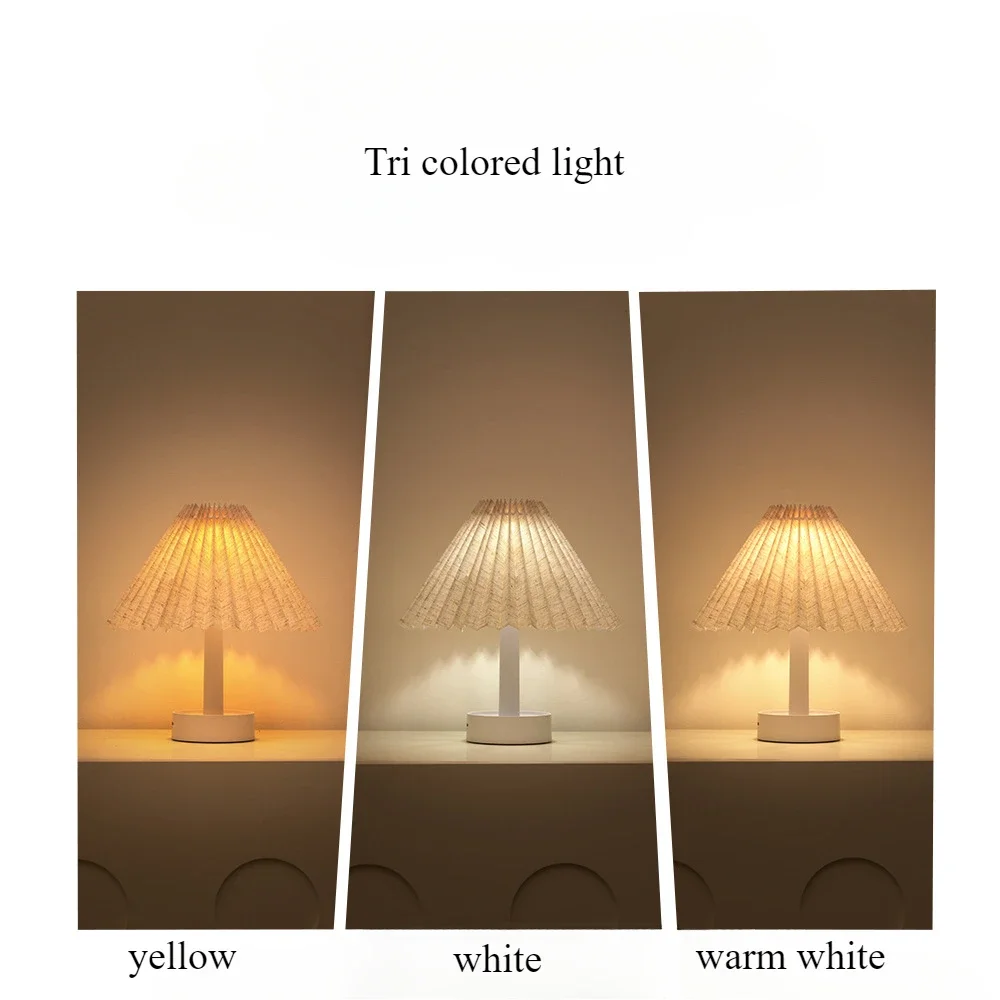 Nice Retro Pleated Desk Lamp USB Charging Decorative Table Lamps Bedroom Atmosphere Night Light