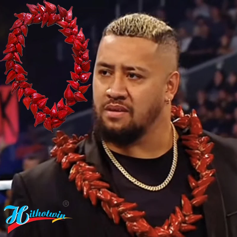 Men Samoa Ula Fala Ceremonial Necklace Roman Reigns Red Necklace Traditional Samoan Tribal Chief Formal Occasion Accessory