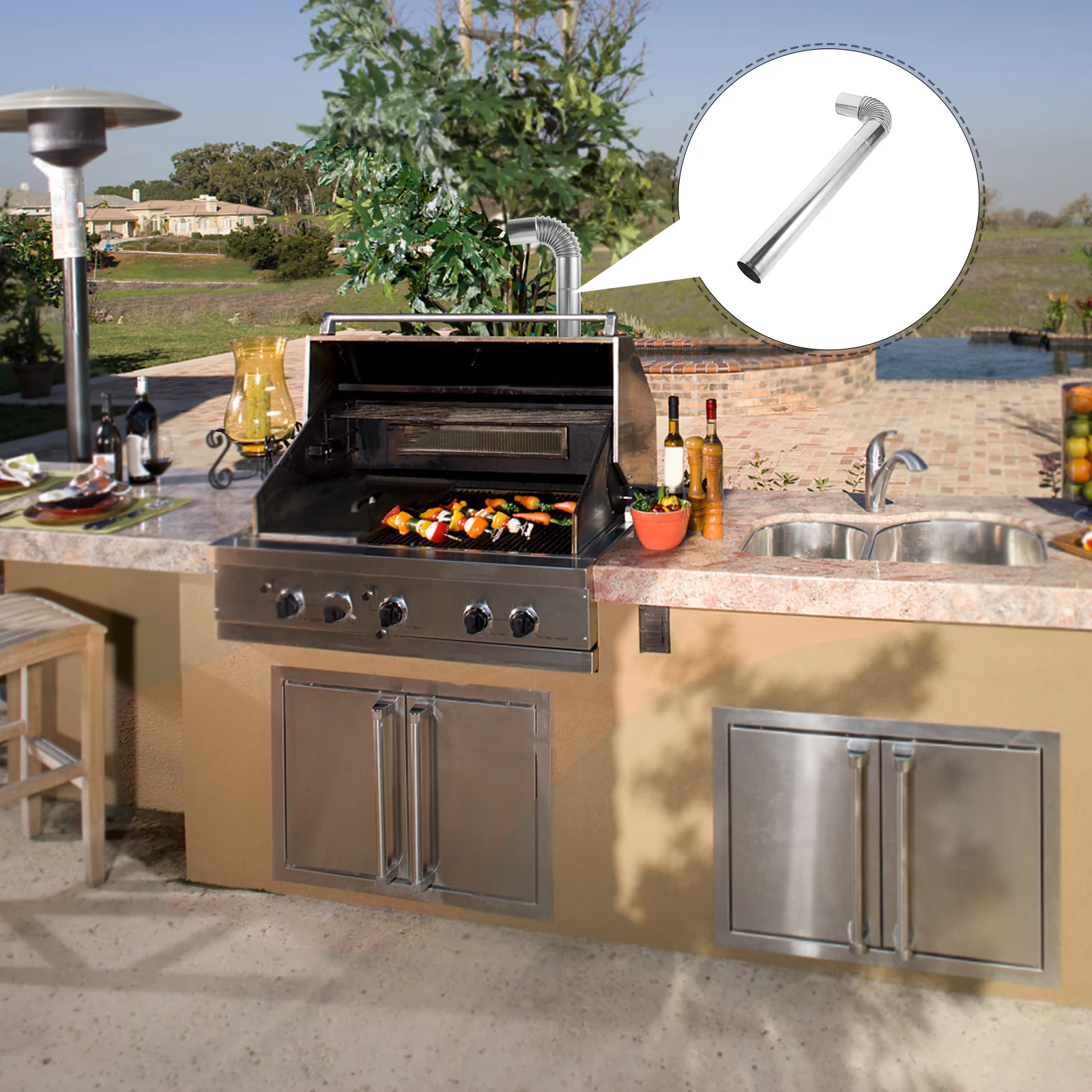 

1 комплект, гибкий дымоход из нержавеющей стали, дымоходный металлический вытяжной шланг для кухонной плиты, вентиляция, уличная походная печь, дымоходный металлический воздух