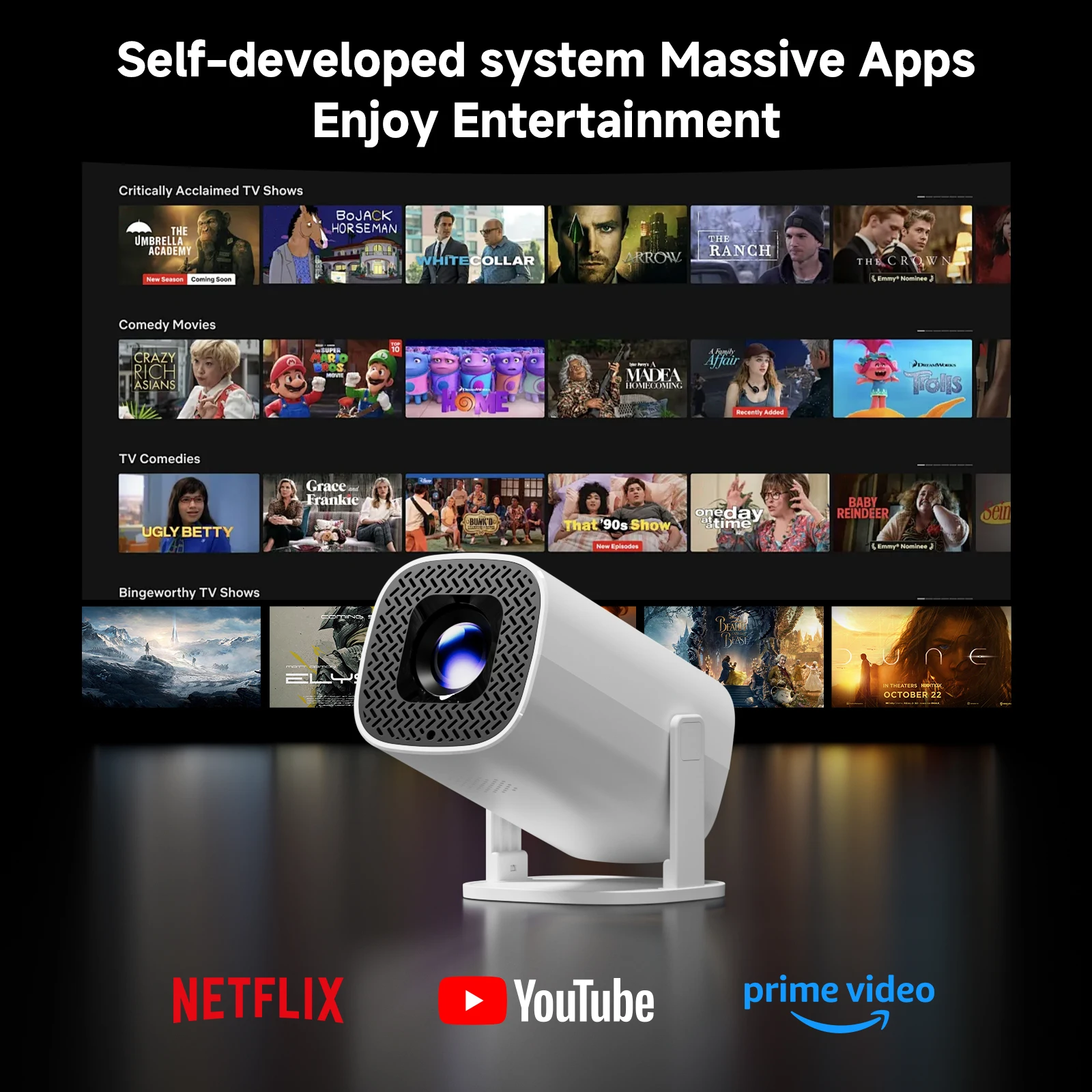 Salange P30 PRO Mini Proiettore 270 ANSI Full HD 1280*720P Android 11 Video domestico per film all'aperto Proyector portatile