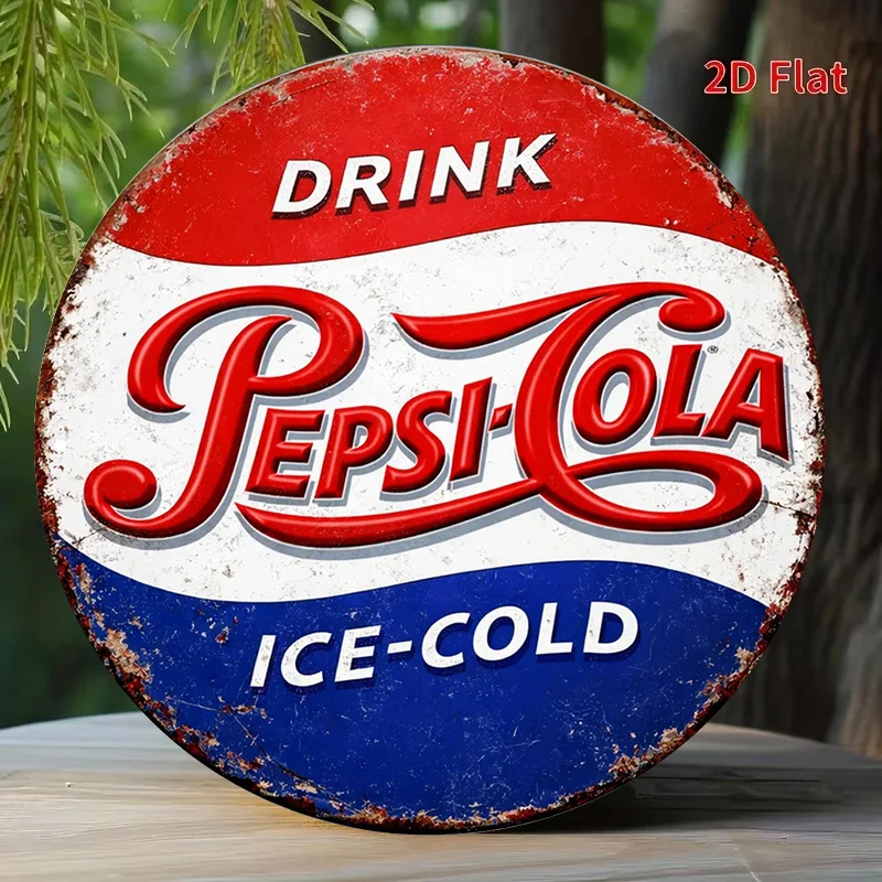 A Vintage Decorative Sign Related to 'Pepsi', a Round Plaque Measuring 20.32X20.32 cm, Featuring a Refreshing Theme, Suitable fo