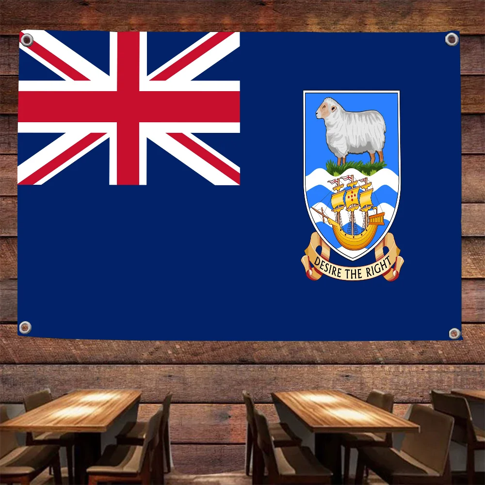 1pc Falkland Islands Flag Flags And Banners Four Hole Flag Polyester Outdoor Decor Room Aesthetic