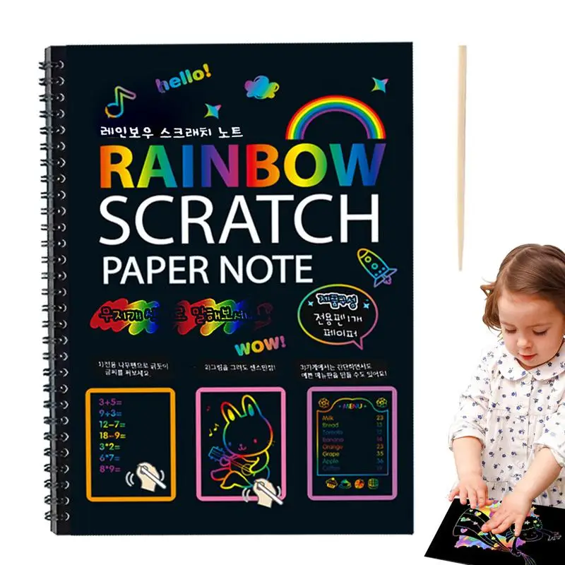 Scratch Off Boek Kleurrijke Kartonnen Krasboek Verdikte Educatief Kinderkunstboek Multifunctionele Schilderbenodigdheden Voor