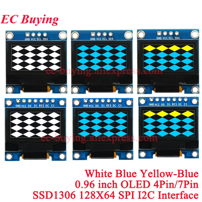 0.96 inch OLED IIC Serial White Display Module 128X64 I2C SSD1306 12864 LCD Screen Board GND VCC SCL SDA 0.96