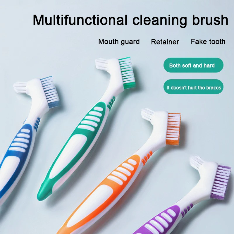 

Denture Special Cleaning Toothbrush Double Sided Denture Cleaning Brush Braces Clean Descaling Toothbrush Bathroom Accessories