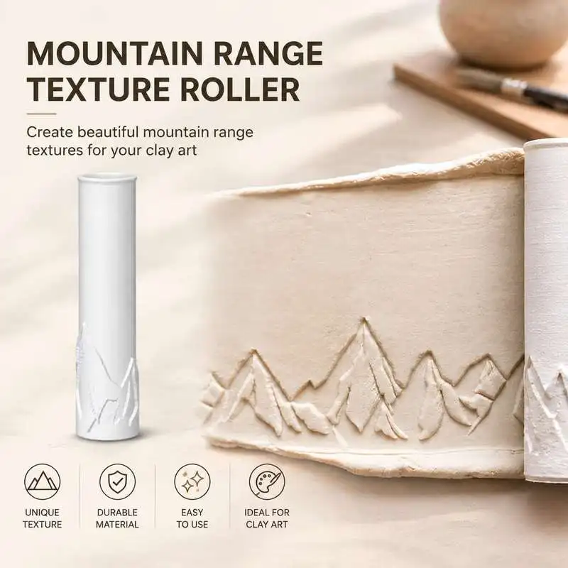 Mountain Range Texture Roller Pottery Clay Embossing Rolling Tool For Polymer Clay Ceramic Art