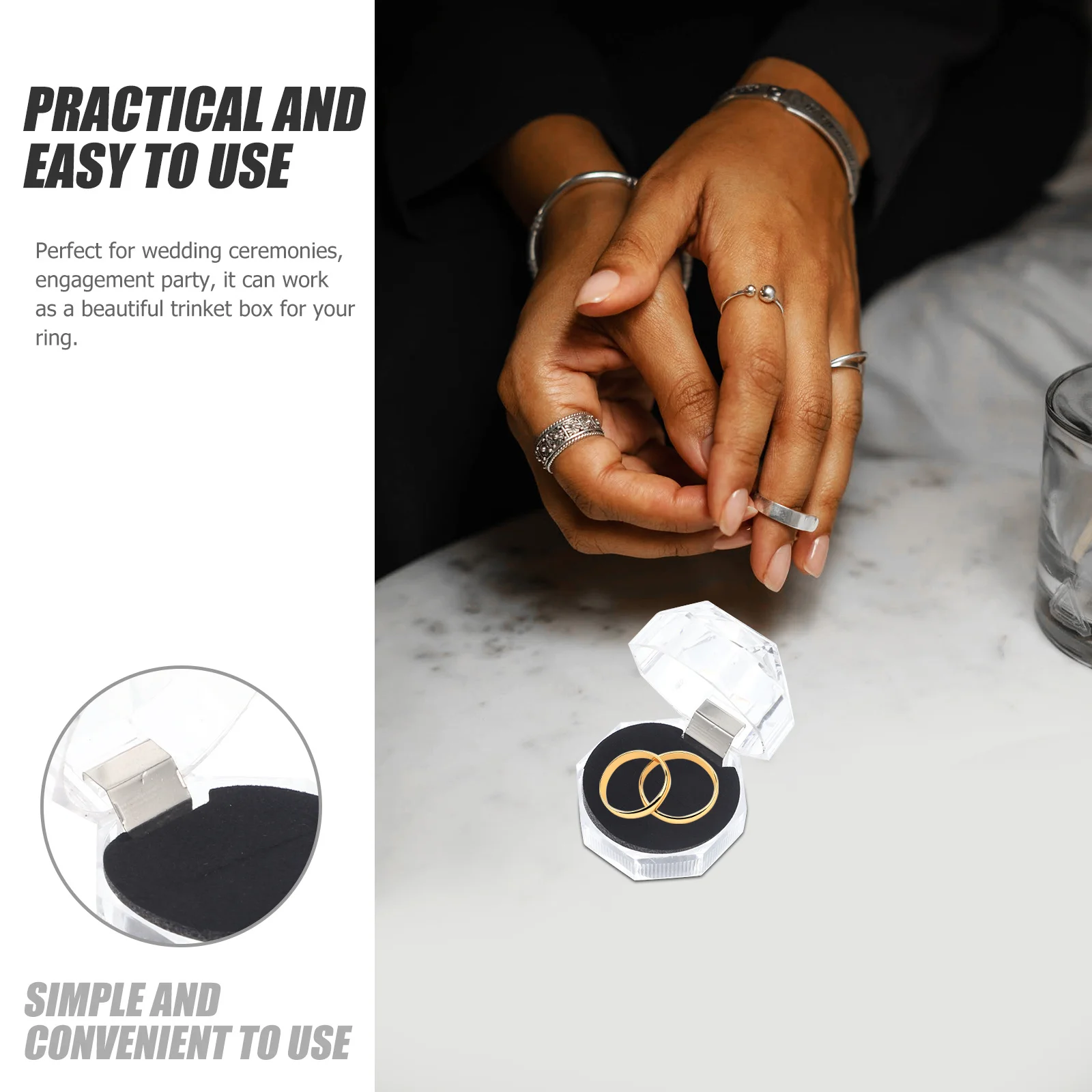 

20pcs Clear With Lid Storage Case Jewelry Gift Box For Wedding Engagement Party Ring Double Ring Gift Box Organizer Decor