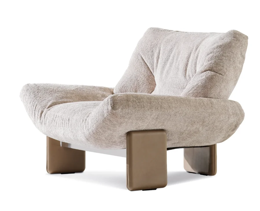 

Italian Luxury Simple Modern Nordic Solid Wood Sofa Chair Light Fabric Leisure Furniture Villa Living Room Balcony Bedroom Hotel