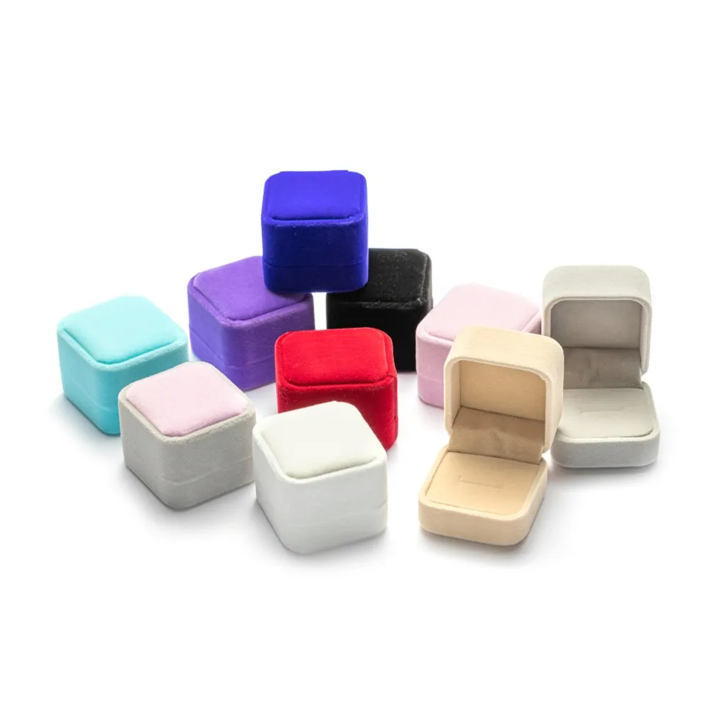 

Square Engagement Velvet Earring Ring Packaging Box Jewelry Organizer Valentine Day Gift Case Ring Display Storage Wholesale