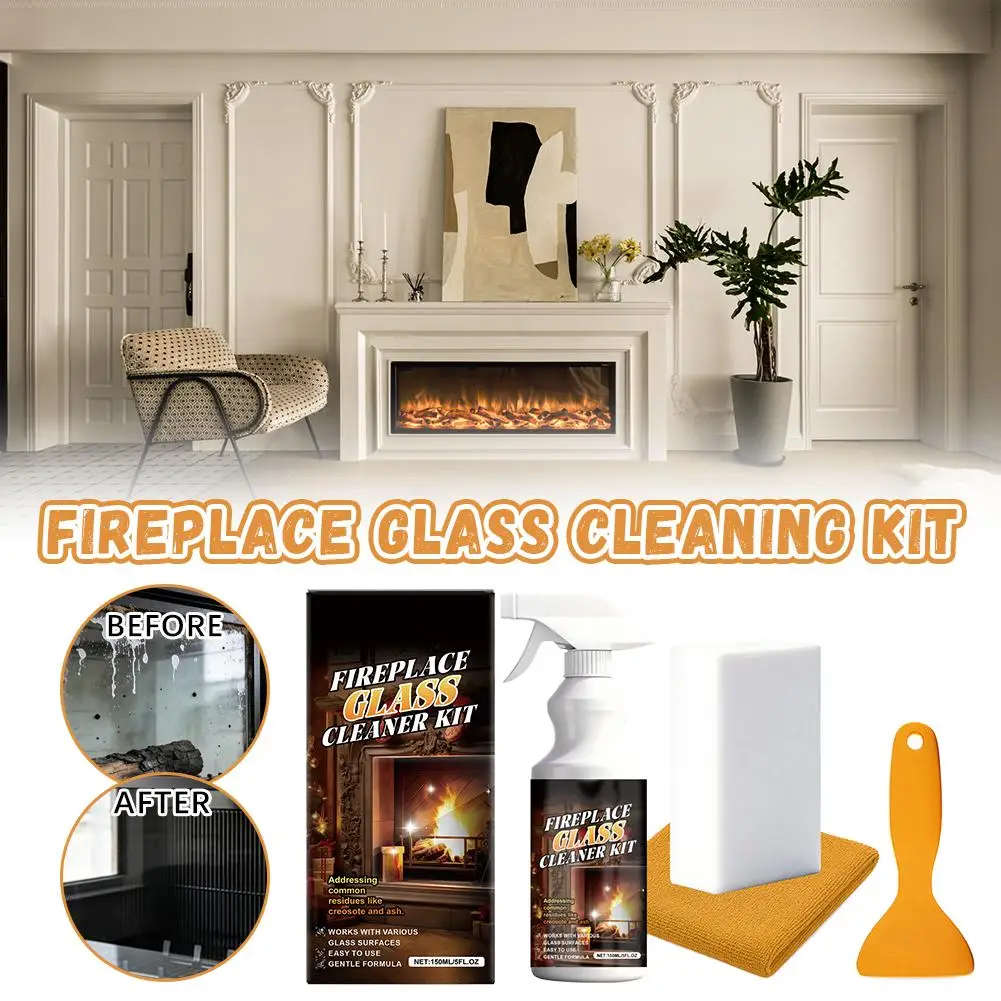 

Набор для чистки стекла камина, многофункциональное средство для удаления пятен и жира, для использования в помещении