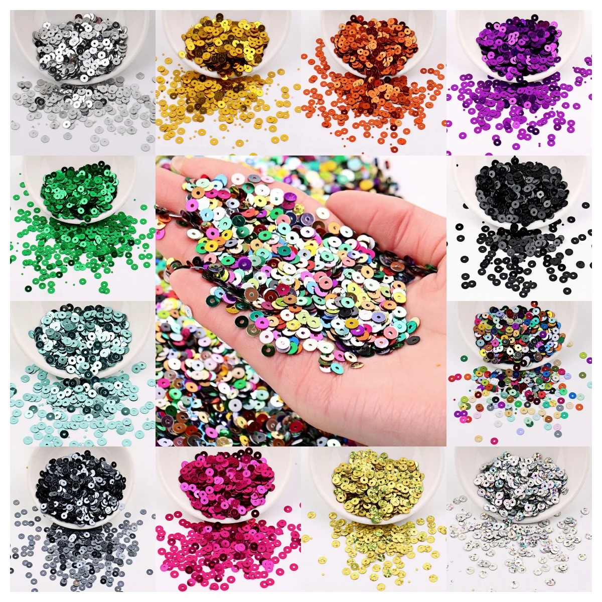 4/5/6 mm Round Medium Hole PVC Sequins, DIY Hand Stitched Embroidered Loose Bead Sequins
