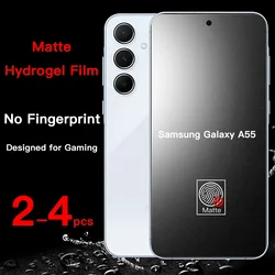 2-4PCS Matte Hydrogel Film for Samsung Galaxy A55 A54 No Fingerprint Screen Protector Not Tempered Glass