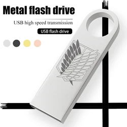 Pendrive de Anime japonés de ataque a los Titanes, unidad flash usb 2,0, resistente al agua, 8GB, 16GB, 32GB, 64 GB, 128GB de capacidad práctica