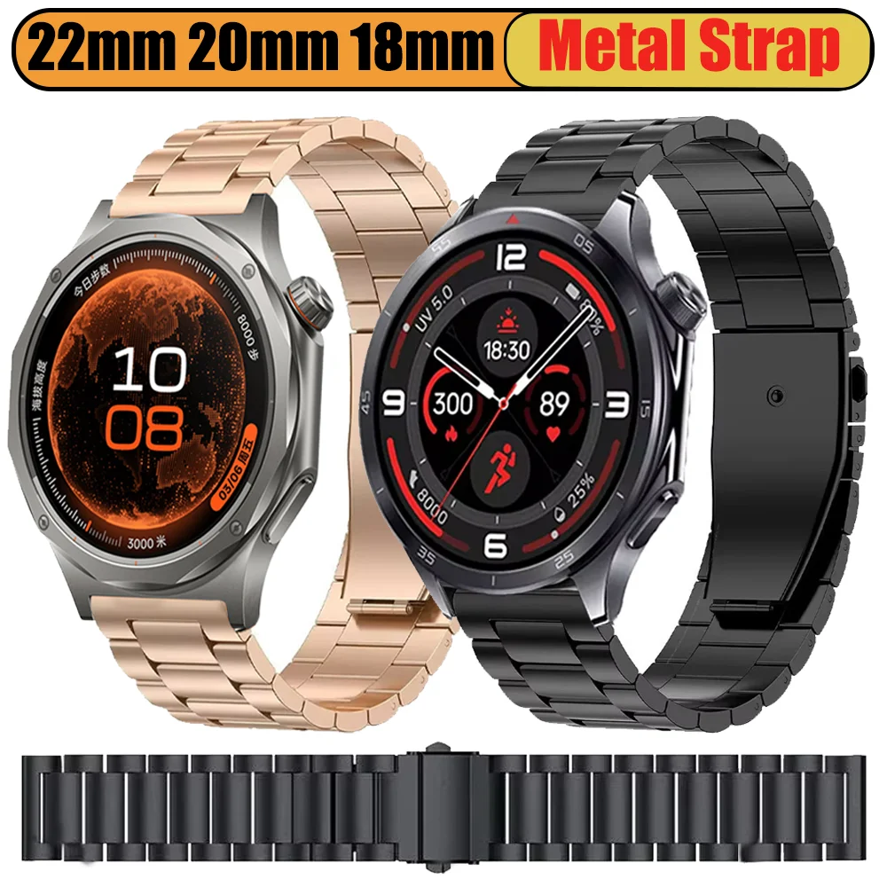22mm 20mm18mm Metal Strap for Oneplus Watch Lite 4 2 2R/3 46/43mm Comfortable Bracelet for OPPO Watch X3 X2 X/X3 Mini 4 Pro Band
