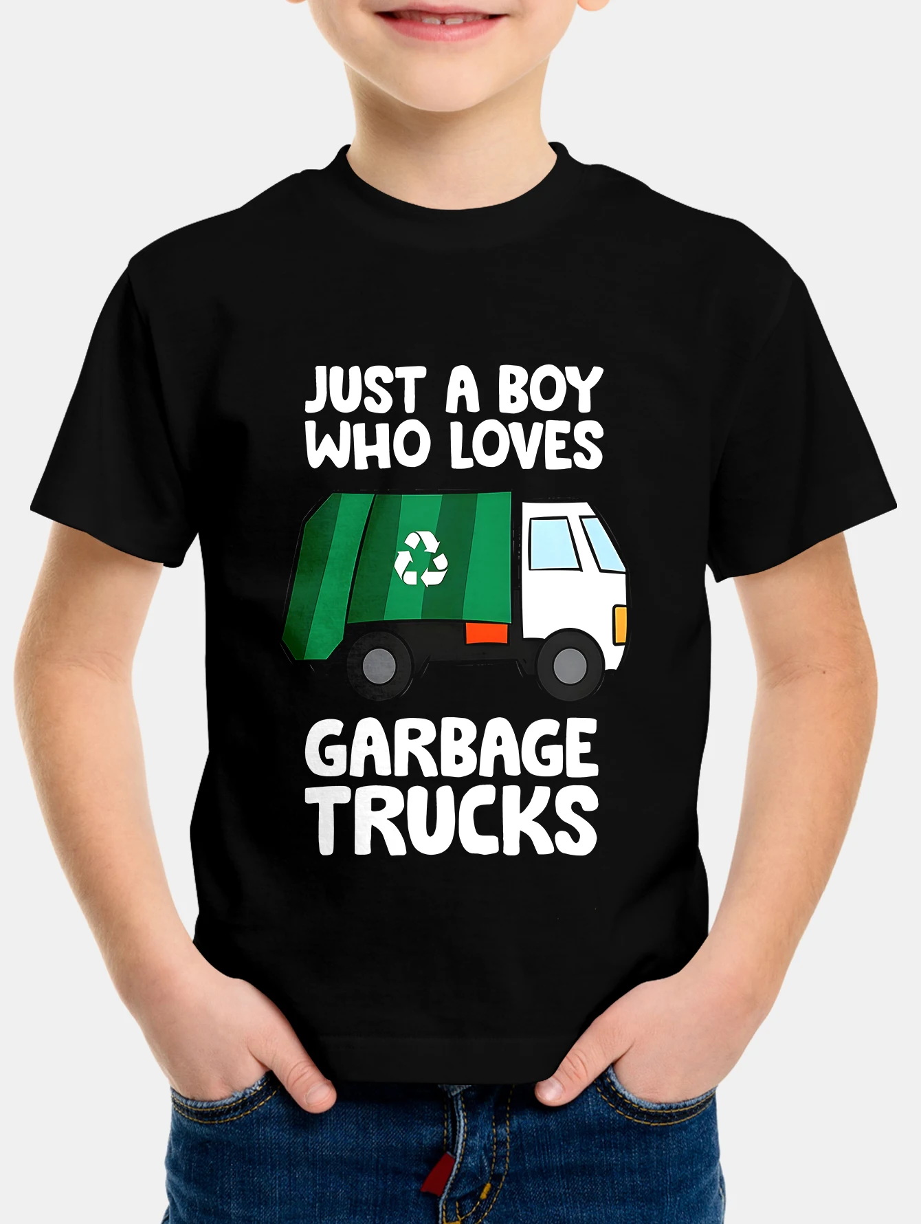 Short Sleeve Children Top Shirts Garbage Trucks Lover Korean Children\'s Clothes 2024 T-shirt for a Boy Baby Boys Clothing Tops