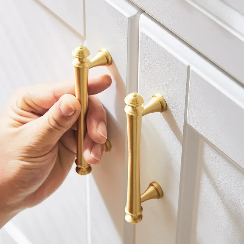 Elegant Dresser Drawer Pulls Satin Brass Kitchen Handles Drawer Pulls Bedroom Knobs Solid Brass T Bar Cabinet Hardware Bronze