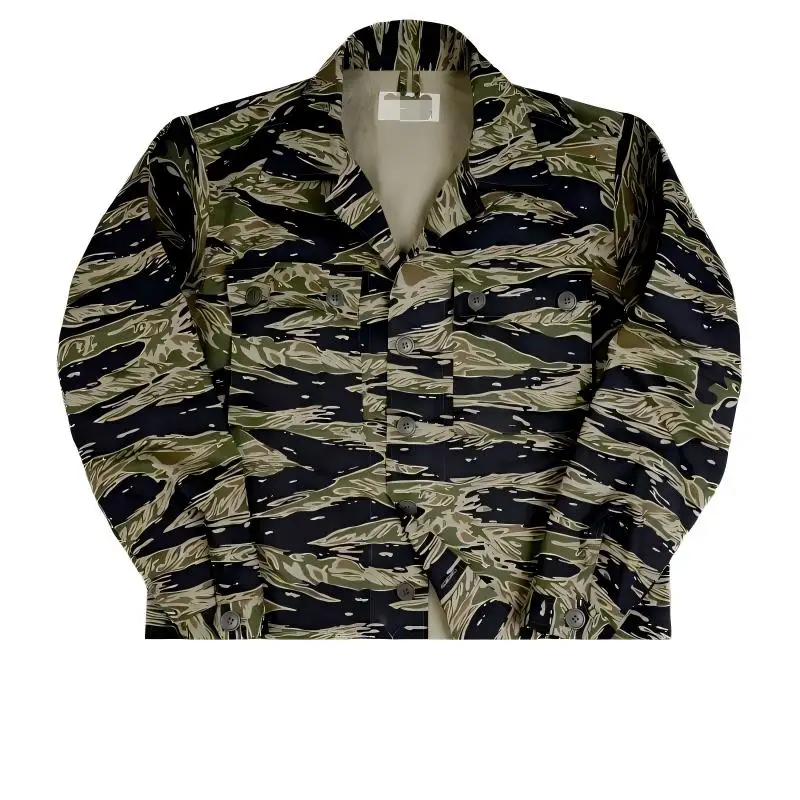Vietnamese style retro tiger pattern tiger patch top replica military style loose jacket diagonal