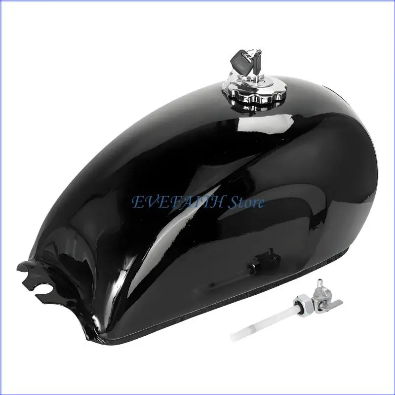 124B Retro Motorcycle Metal Black with Lockable Gas Cap & Oil Switches Large Capacity Easy to Use for GN125 SR400