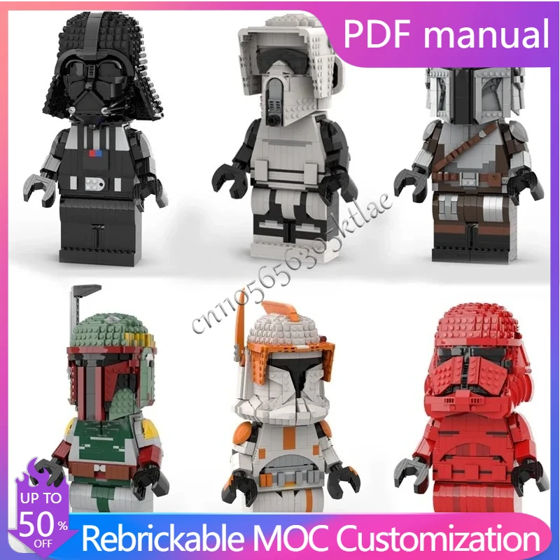 

Moc Star Battle Maxifigure Подставка для шлемов Модель Строительные блоки Соберите кирпичи Diy Образовательная сборка для детей Подарки