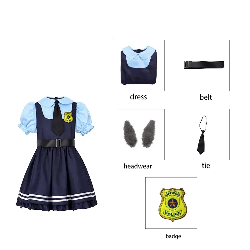 新しいズートピア ジュディバニー衣装コスプレカーニバル誕生日パーティー服フルセット子供の女性の