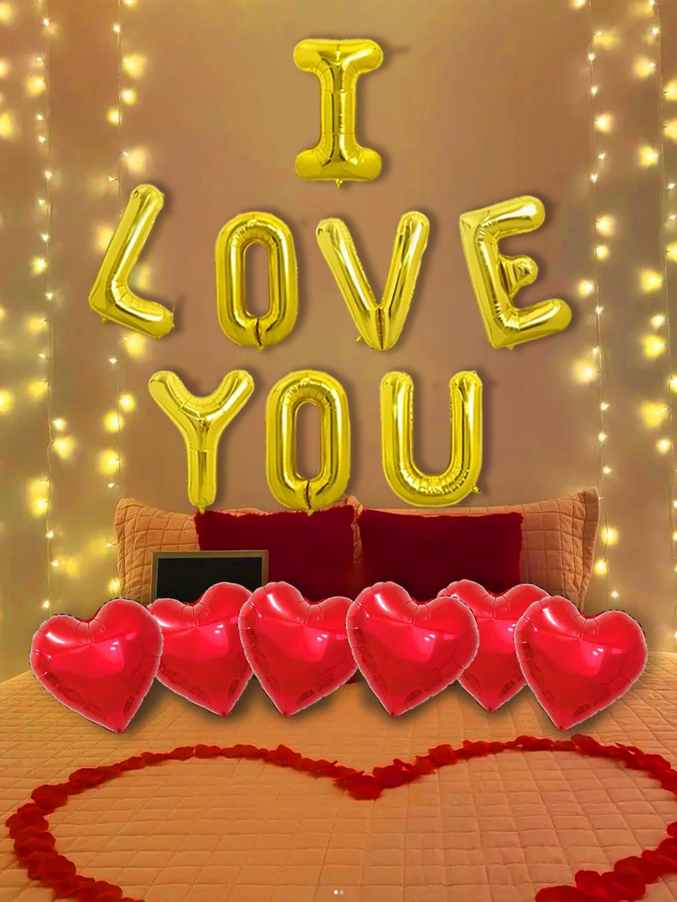 1set Valentine's Day golden I love you balloons, Valentine's Day party, wedding, birthday, proposal, anniversary, I love you