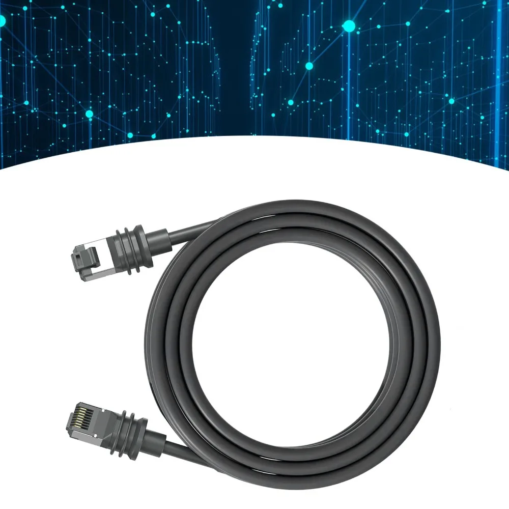 Durable 6.5FT 2M Replacement Cable IP68 Waterproof Rectangular Connector Ethernet Cable 1200Mbps Outdoor Cable Outdoor Use