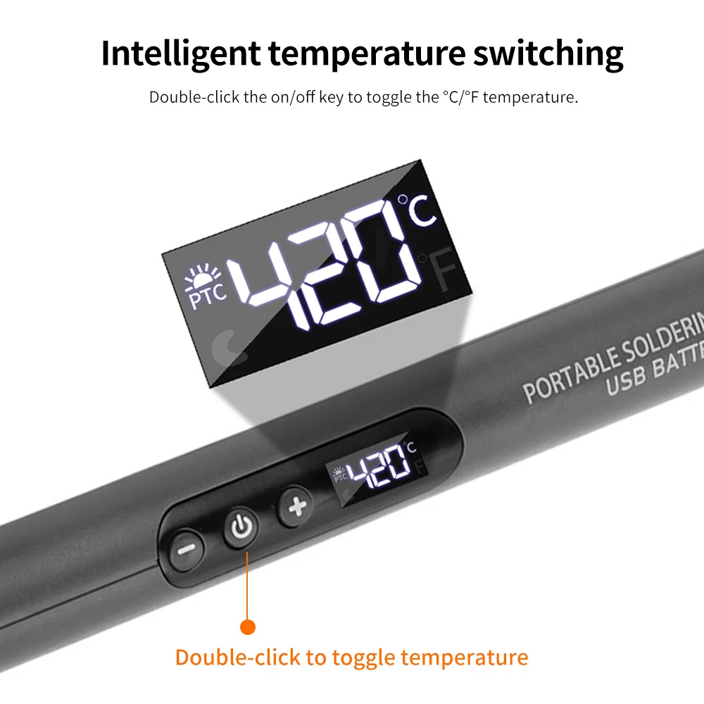 Lutownica elektryczna 5V 8W USB z wyświetlaczem cyfrowym Interfejs typu C 300-420 ℃   Dostosuj inteligentny zestaw lutowniczych narzędzi do majsterkowania