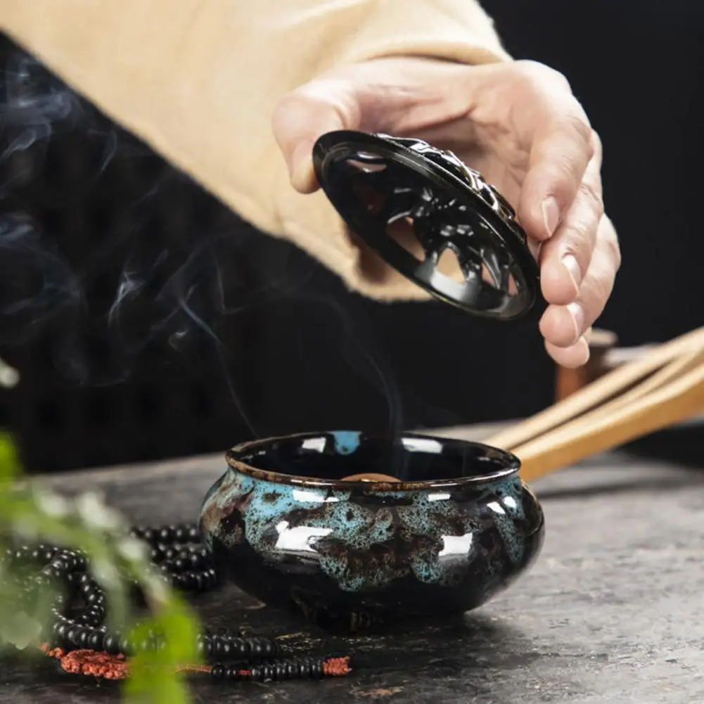 Incense Burner Sturdy Structure Censer Holder Stable Bottom Purify Air  Exquisite Kiln Bluing Incense Holder