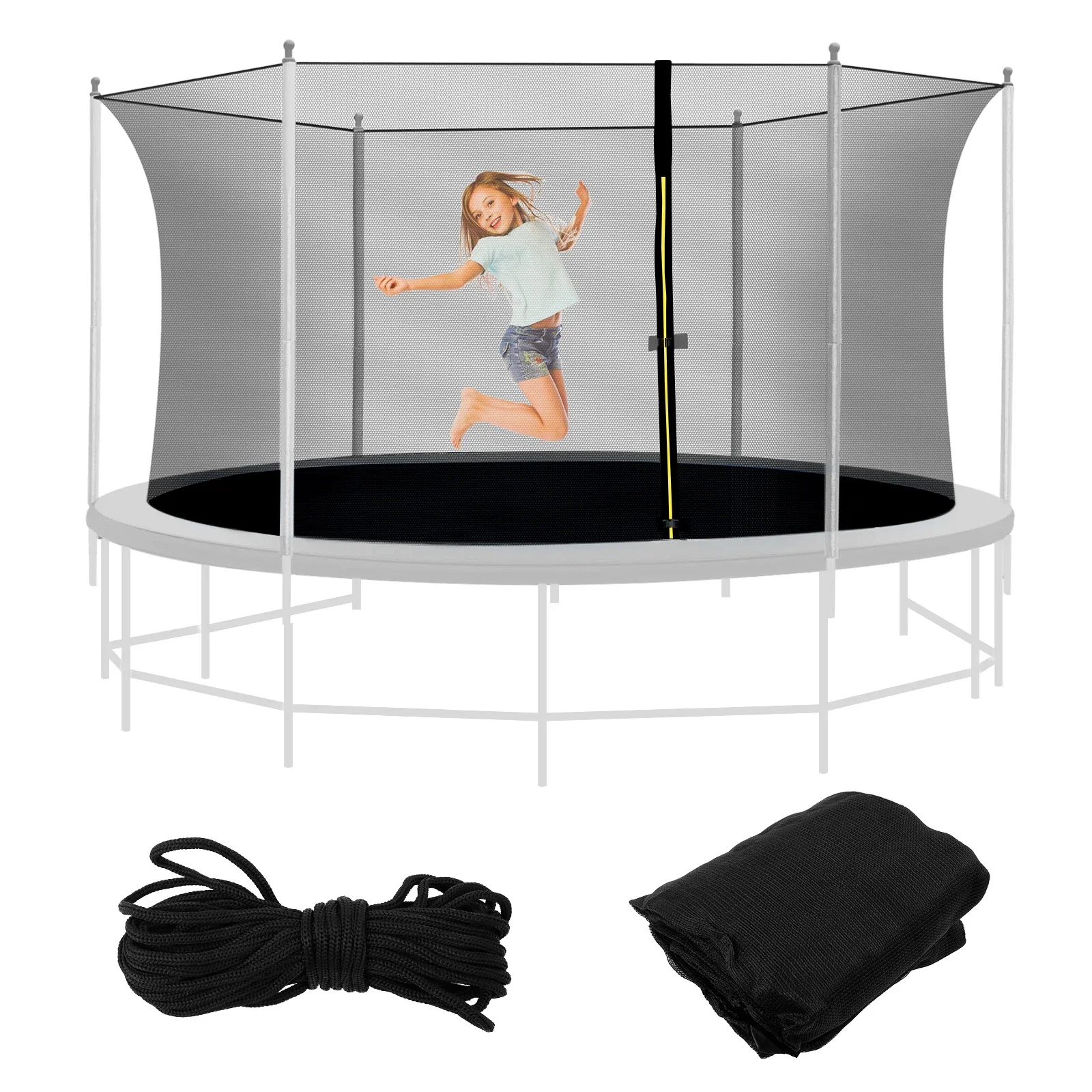 

Trampoline Safety Enclosure Net with Zip and Buckle Flex Net Replacement Net Accessories for Trampoline from 8ft to 12ft In