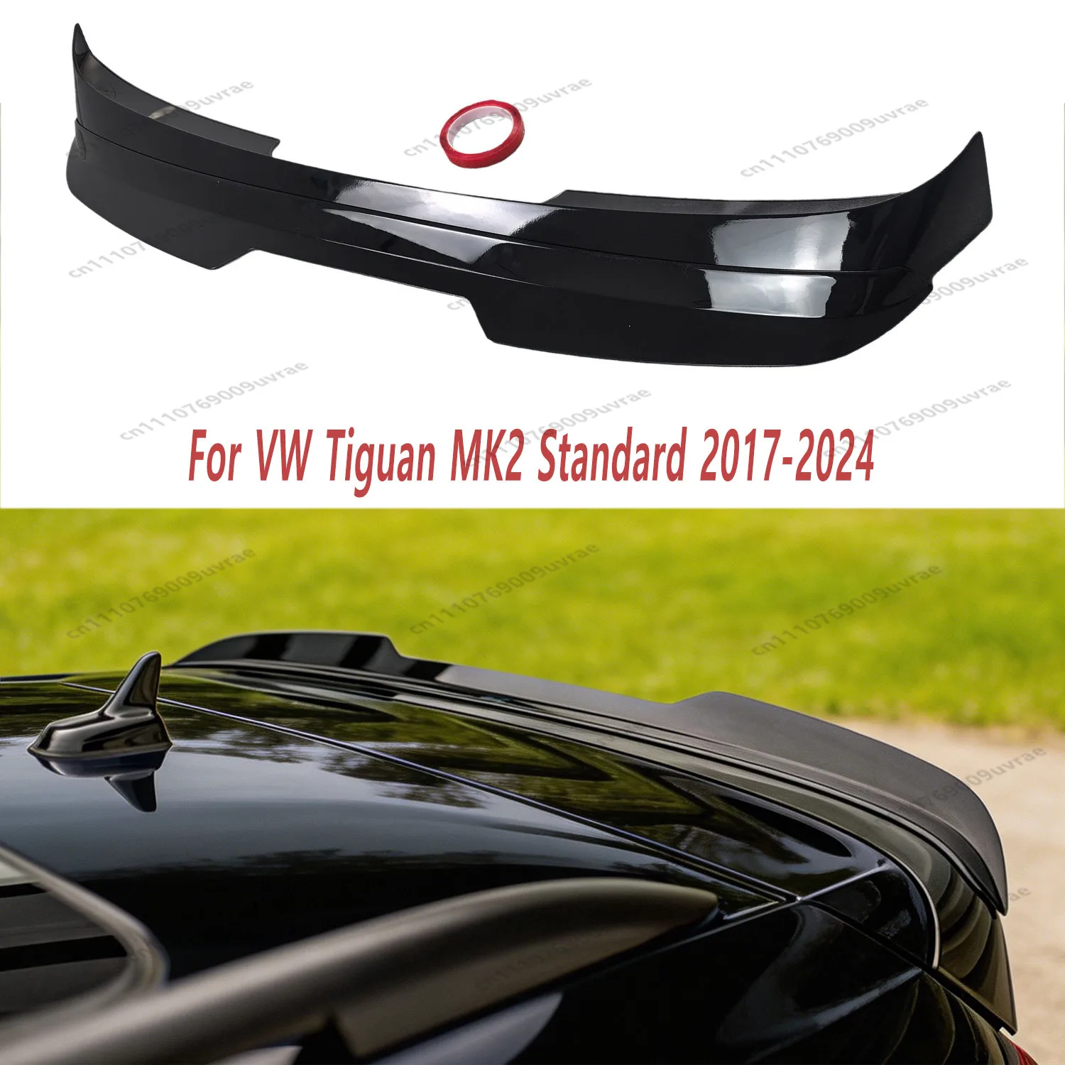 Gloss Black R&Max Style Rear Roof Spoiler Caps For VW Tiguan MK2 TSI TDI Standard Roof 2017-2023 Upgrade To R Bodykits Tuning