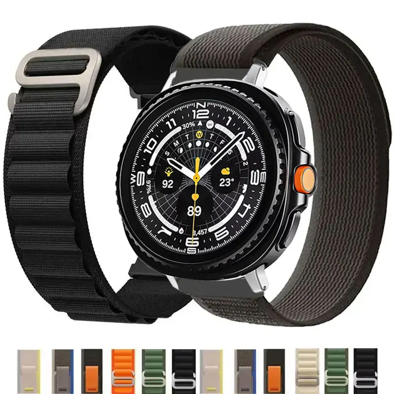 เทรลสายไนลอนสำหรับซัมซุงกาแล็กซี่วอทช์ 8 40 มม.44 มม.อัลไพน์ลูปสร้อยข้อมือสำหรับกาแล็กซี่วอทช์ 8 คลาสสิก 46 มม./อัลตร้า 47 มม.