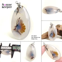 Real Natural Dendritic Moss Agate Gem Pendant Women's Men Ornament Handicraft Making Jewelry DIY Crystal Necklace for Gift BQ342
