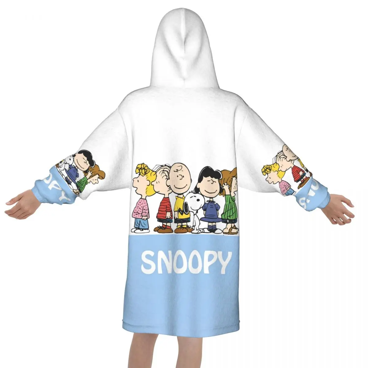 Носимое одеяло с капюшоном с рисунком собаки Snoopys для девочек и мальчиков, теплое уютное одеяло большого размера, толстовка с карманом