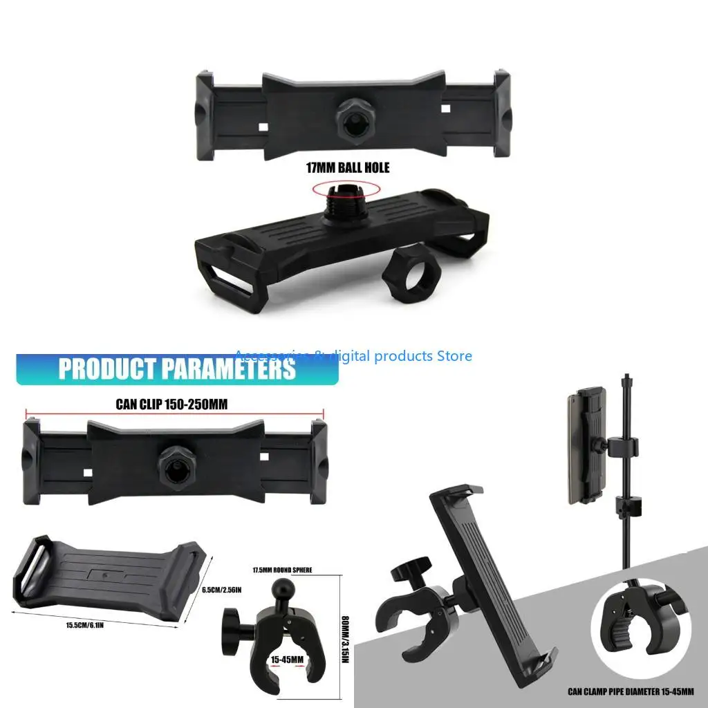 77JD Universal Adjustable Tablets Clamp Holder For Bike Handlebar Mount 5-13inch