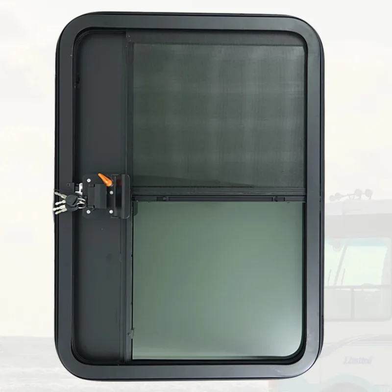660X914mm For RV Camping Aluminum Alloy Door Frame And Tempered Glass Teardrop Trailer Door