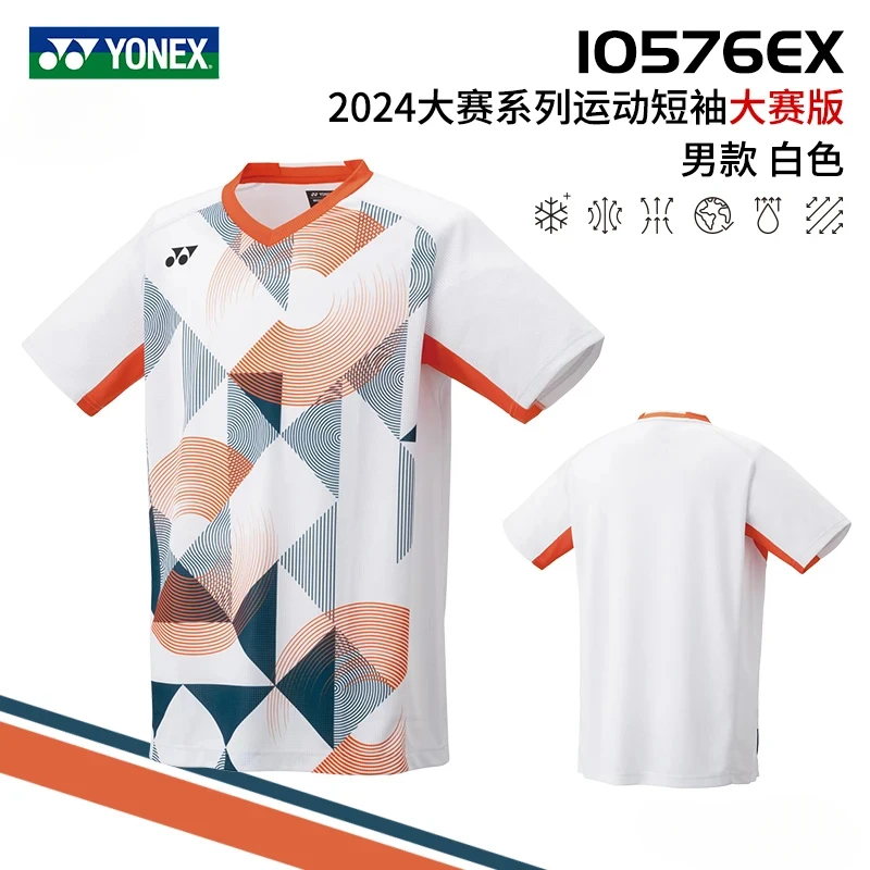 YONEX 2024 Neue Badminton-Kleidung für Herren und Damen, kurzärmelig, schnell trocknend, schweißabsorbierend, atmungsaktiv, Trainingsanzug-T-Shirts