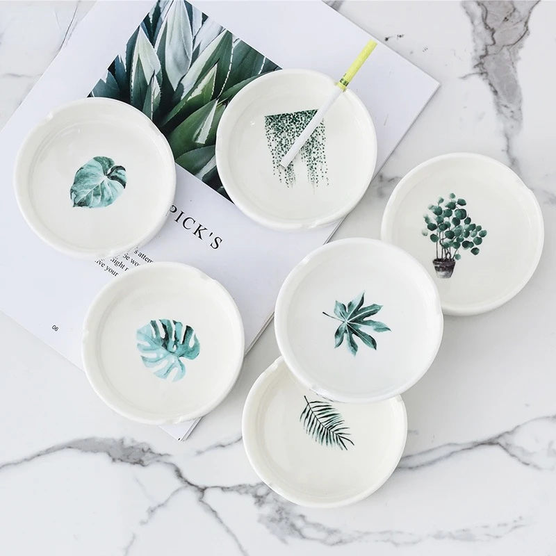 Modern Ceramic Ashtray Hand Painted Flower Decor Western Restaurant Ashtrays Creative Office Desktop Ash Tray Home Decoration