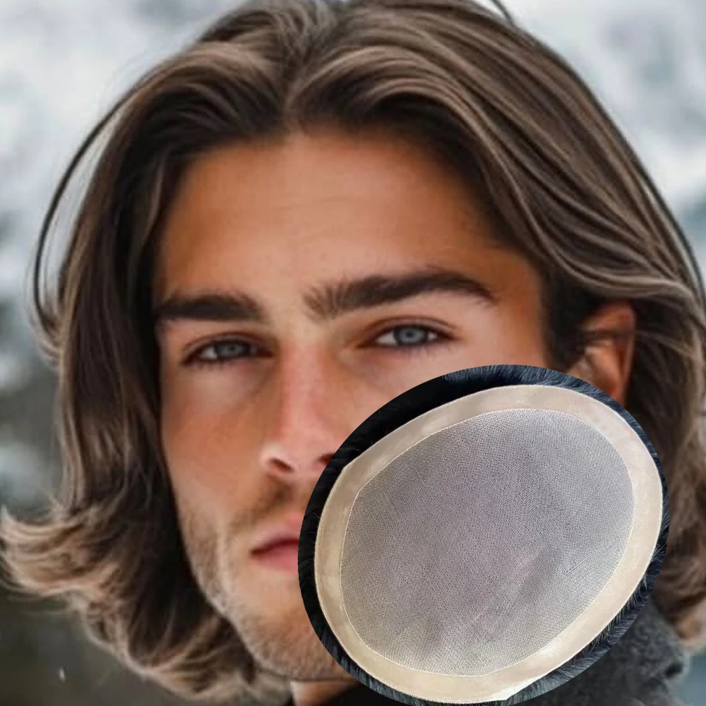 

6-дюймовый дышащий мужской парик-накладка из натуральных волос (черный, коричневый, светлый), прочный моно- и NPU-основа, естественная линия роста волос, 100% человеческие волосы, протез для мужчин