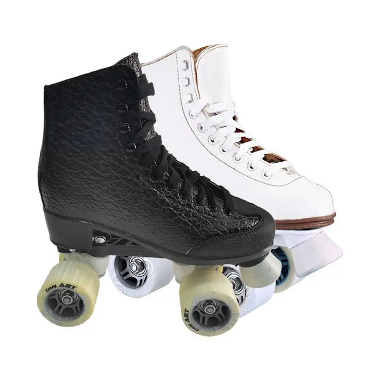 Customized Outdoor Artistic White Double Row 4 Wheel Girls Adults Woman Quad Roller Skates